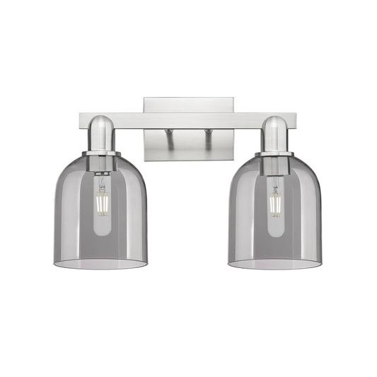 Innovations Bella 16.5in 2-Light Bath Vanity | Industrial Brushed Satin Nickel and Light Smoke Glass | Bathroom Vanity Light | Model 716-2W-SN-G558-6SM