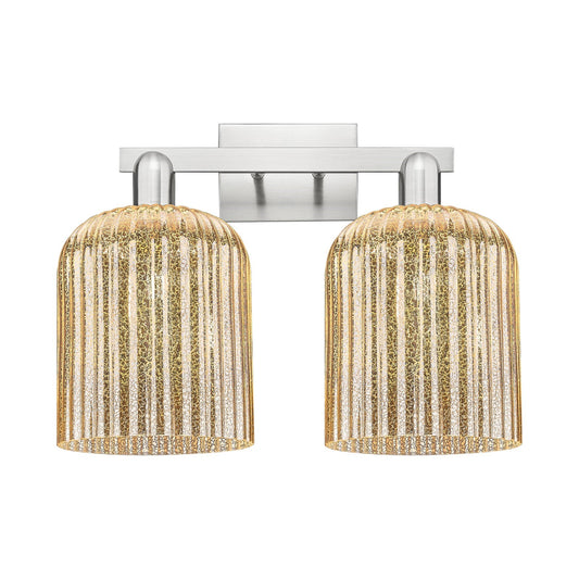 Innovations Bridal Veil 19in 2-Light Bath Vanity Light | Industrial Brushed Satin Nickel and Mercury Ribbed Glass | Bathroom | Model 716-2W-SN-G559-8ME