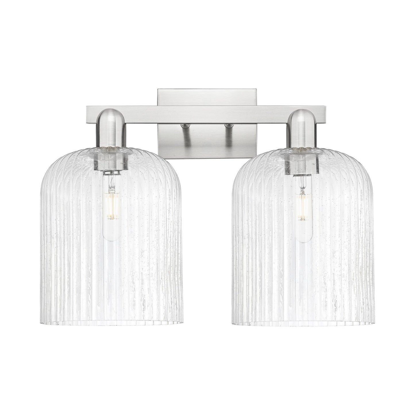 Innovations Bridal Veil 19in 2-Light Bath Vanity Light | Industrial Brushed Satin Nickel and Seedy Glass | Bathroom Vanity | Model 716-2W-SN-G559-8SDY