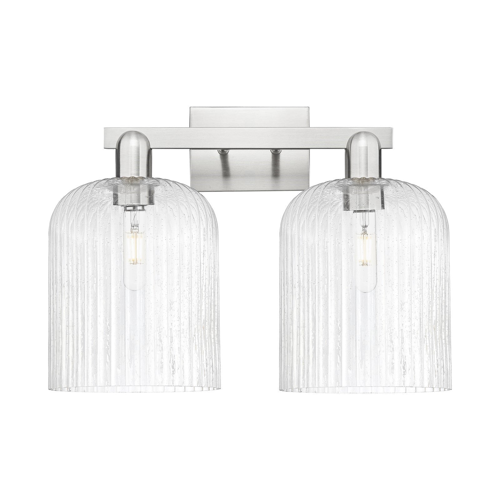 Innovations Bridal Veil 19in 2-Light Bath Vanity Light | Industrial Brushed Satin Nickel and Seedy Glass | Bathroom Vanity | Model 716-2W-SN-G559-8SDY