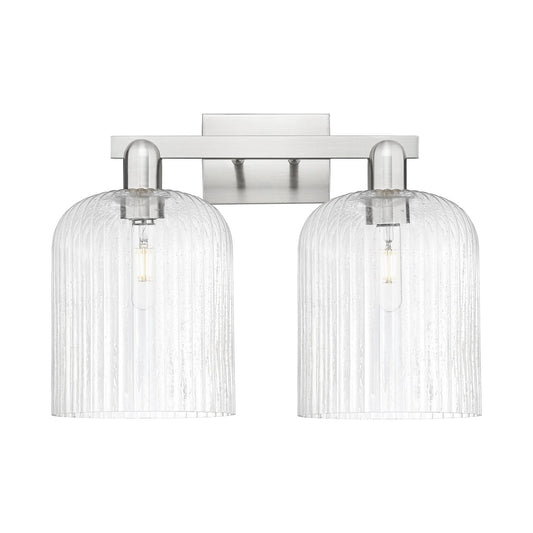 Innovations Bridal Veil 19in 2-Light Bath Vanity Light | Industrial Brushed Satin Nickel and Seedy Glass | Bathroom Vanity | Model 716-2W-SN-G559-8SDY