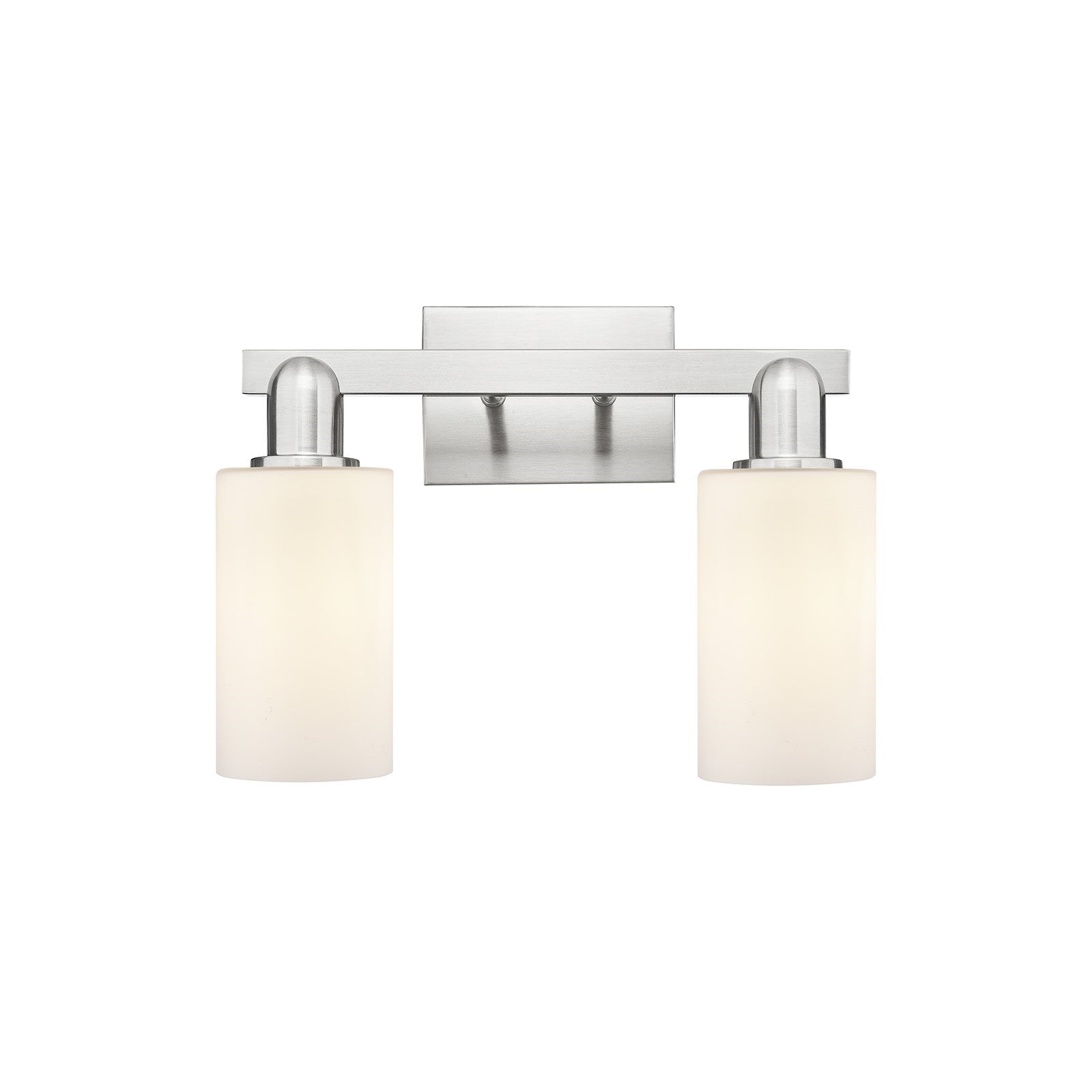 Innovations Clymer 15in 2-Light Bath Vanity Light | Industrial Brushed Satin Nickel and Matte White Glass | Bathroom Vanity | 14.88 | Model 716-2W-SN-G801