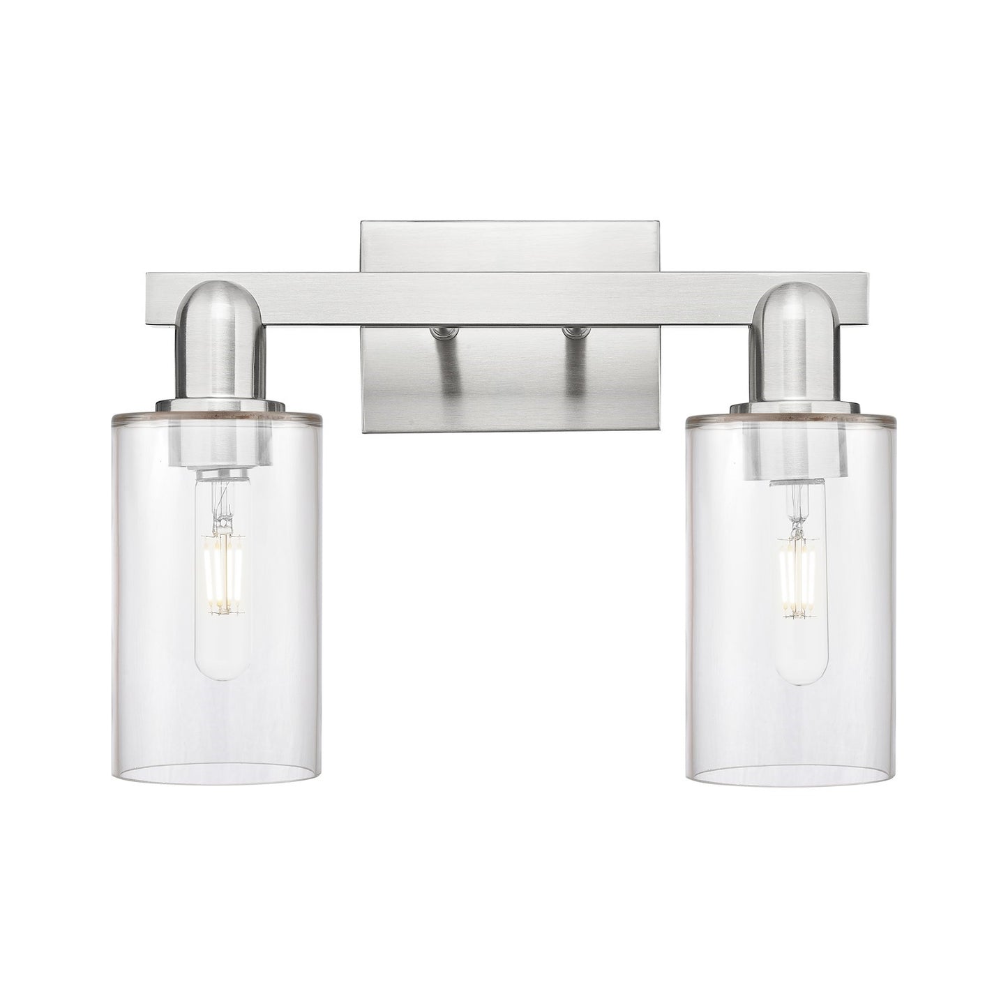 Innovations Clymer 15in 2-Light Bath Vanity Light | Industrial Brushed Satin Nickel and Clear Glass | Bathroom Vanity | 14.88 x | Model 716-2W-SN-G802