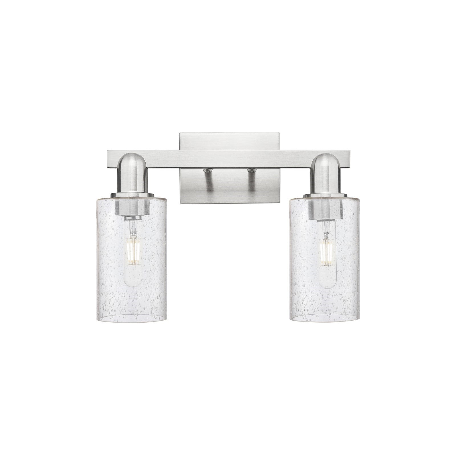 Innovations Clymer 15in 2-Light Bath Vanity Light | Industrial Brushed Satin Nickel and Seedy Glass | Bathroom Vanity | 14.88 x | Model 716-2W-SN-G804