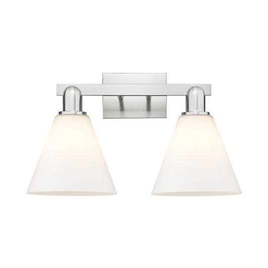 Innovations Berkshire Glass 19in 2-Light Bath Vanity Light | Brushed Satin Nickel Steel and Matte White Glass | Bathroom Vanity & | Model 716-2W-SN-GBC-81