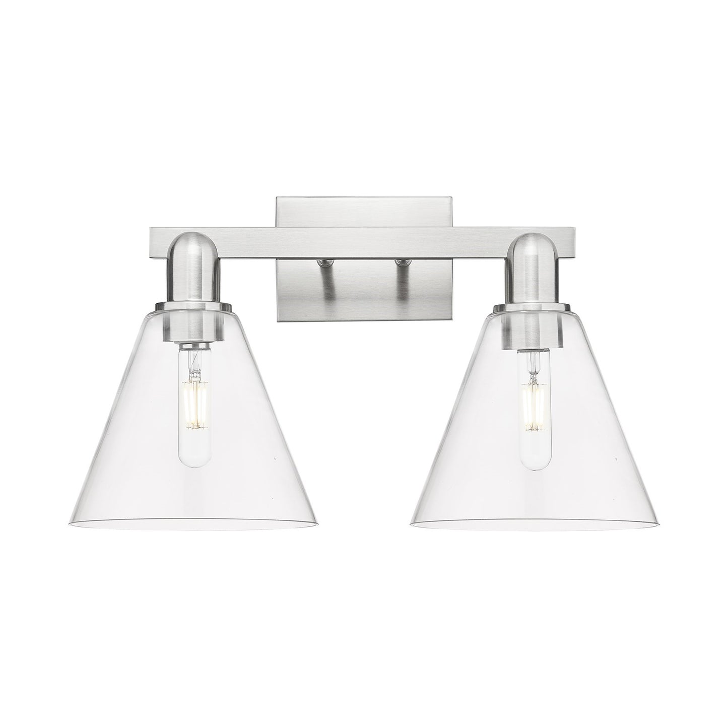 Innovations Berkshire Glass 19in 2-Light Bath Vanity | Brushed Satin Nickel Steel and Clear Glass | Bathroom Vanity & Powder Room | Model 716-2W-SN-GBC-82