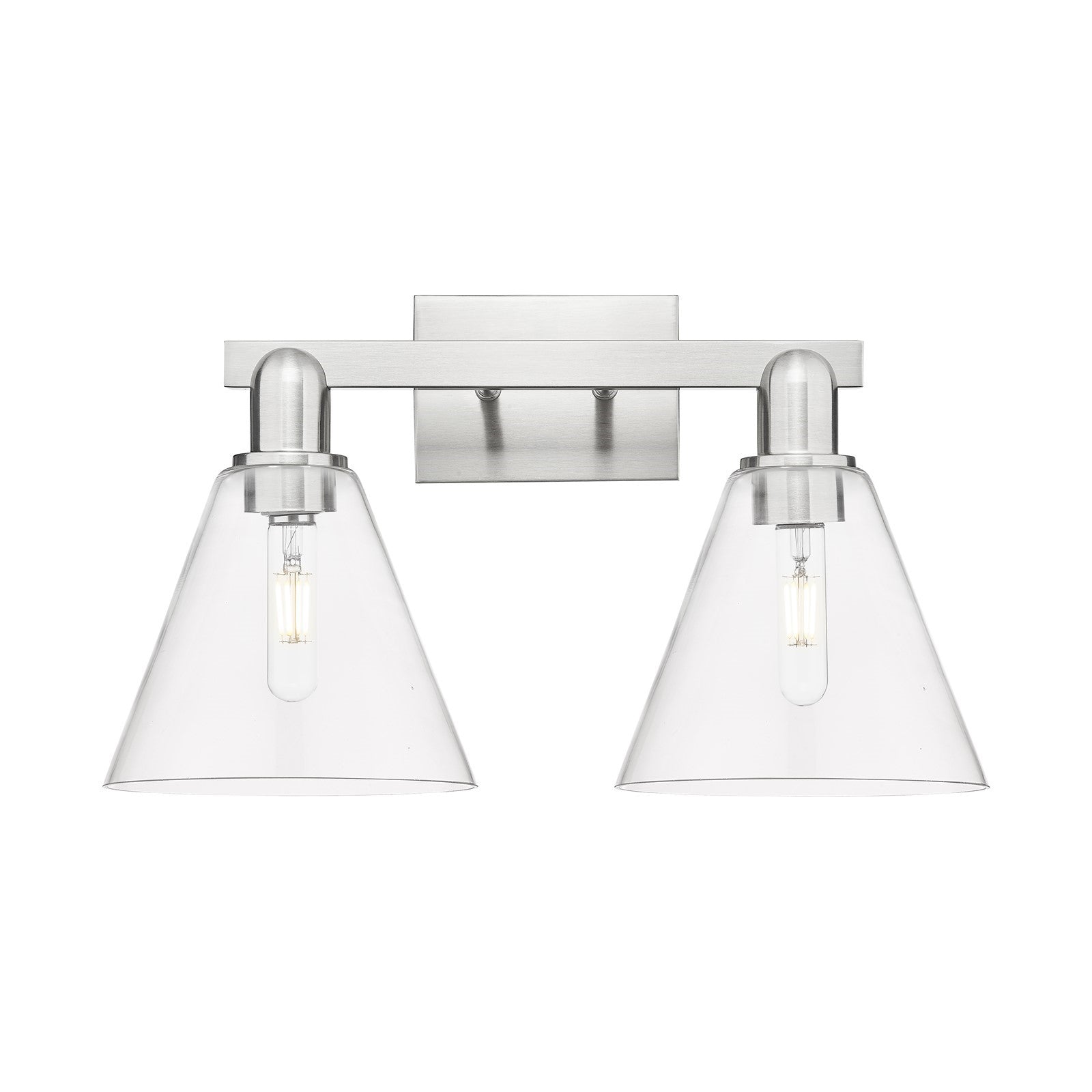 Innovations Berkshire Glass 19in 2-Light Bath Vanity | Brushed Satin Nickel Steel and Clear Glass | Bathroom Vanity & Powder Room | Model 716-2W-SN-GBC-82