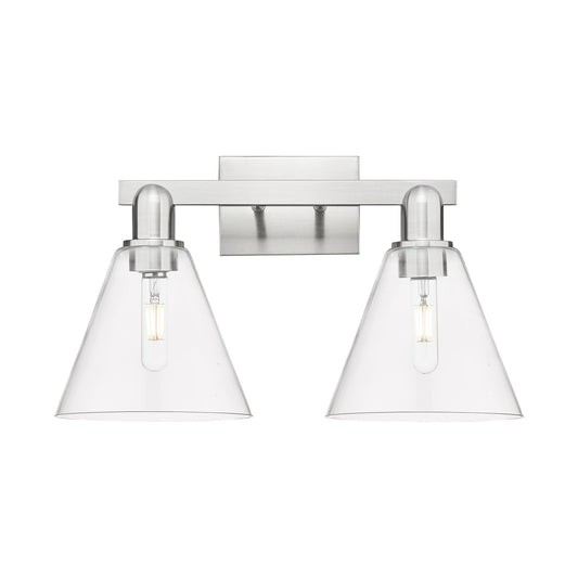 Innovations Berkshire Glass 19in 2-Light Bath Vanity | Brushed Satin Nickel Steel and Clear Glass | Bathroom Vanity & Powder Room | Model 716-2W-SN-GBC-82