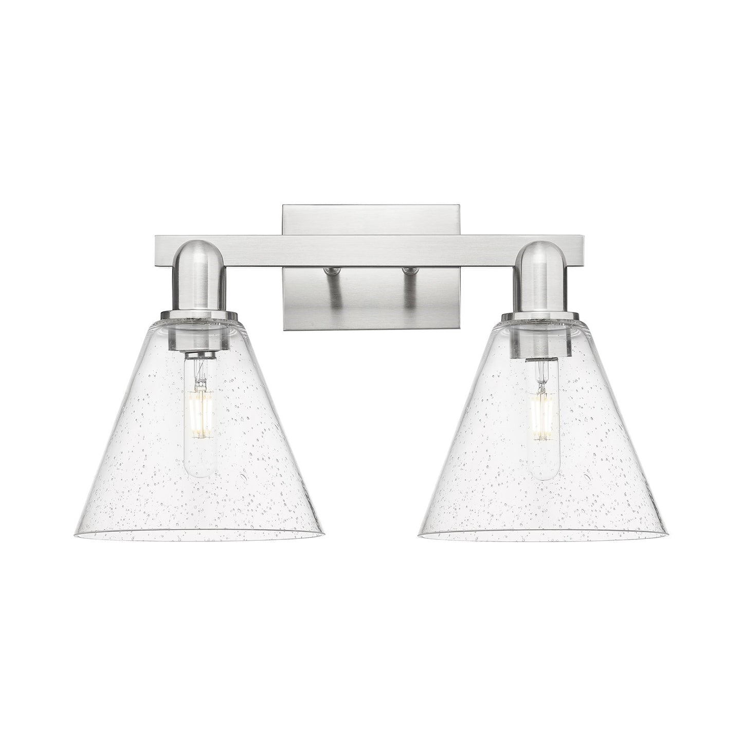 Innovations Berkshire Glass 19in 2-Light Bath Vanity | Industrial Brushed Satin Nickel Steel and Seedy Glass | Bathroom Vanity & | Model 716-2W-SN-GBC-84