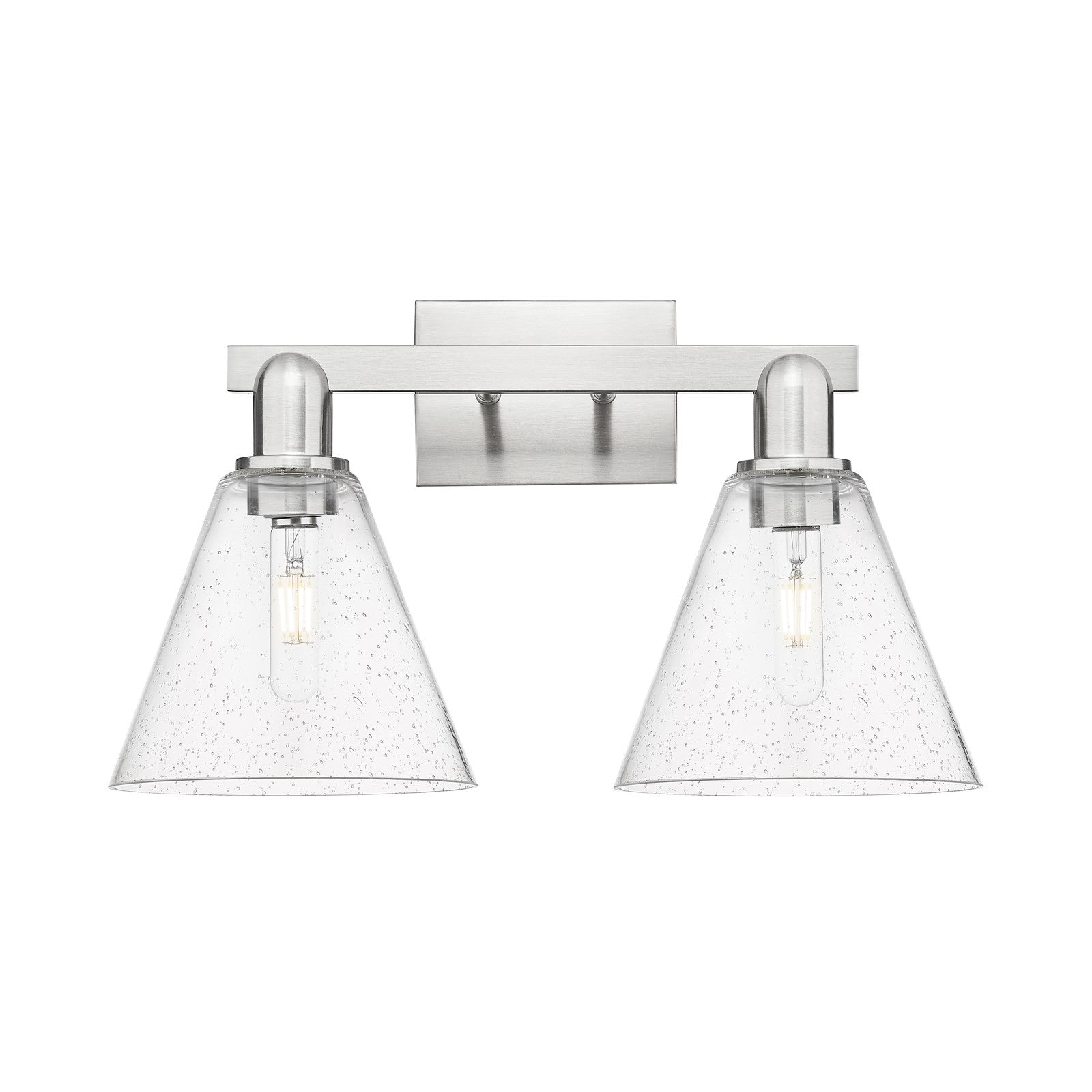 Innovations Berkshire Glass 19in 2-Light Bath Vanity | Industrial Brushed Satin Nickel Steel and Seedy Glass | Bathroom Vanity & | Model 716-2W-SN-GBC-84