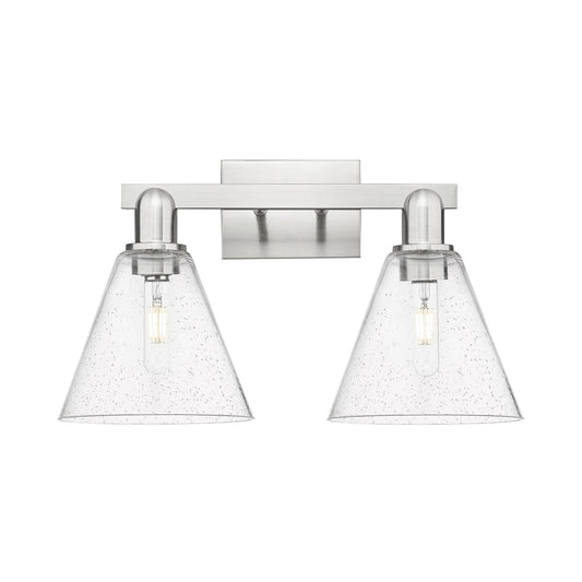 Innovations Berkshire Glass 19in 2-Light Bath Vanity | Industrial Brushed Satin Nickel Steel and Seedy Glass | Bathroom Vanity & | Model 716-2W-SN-GBC-84