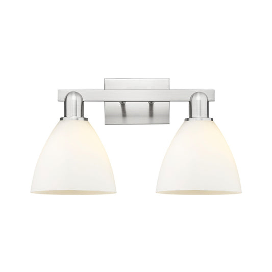 Innovations Bristol 19in 2-Light Bath Vanity Light | Industrial Brushed Satin Nickel and Matte White Glass | Bathroom Vanity | Model 716-2W-SN-GBD-751