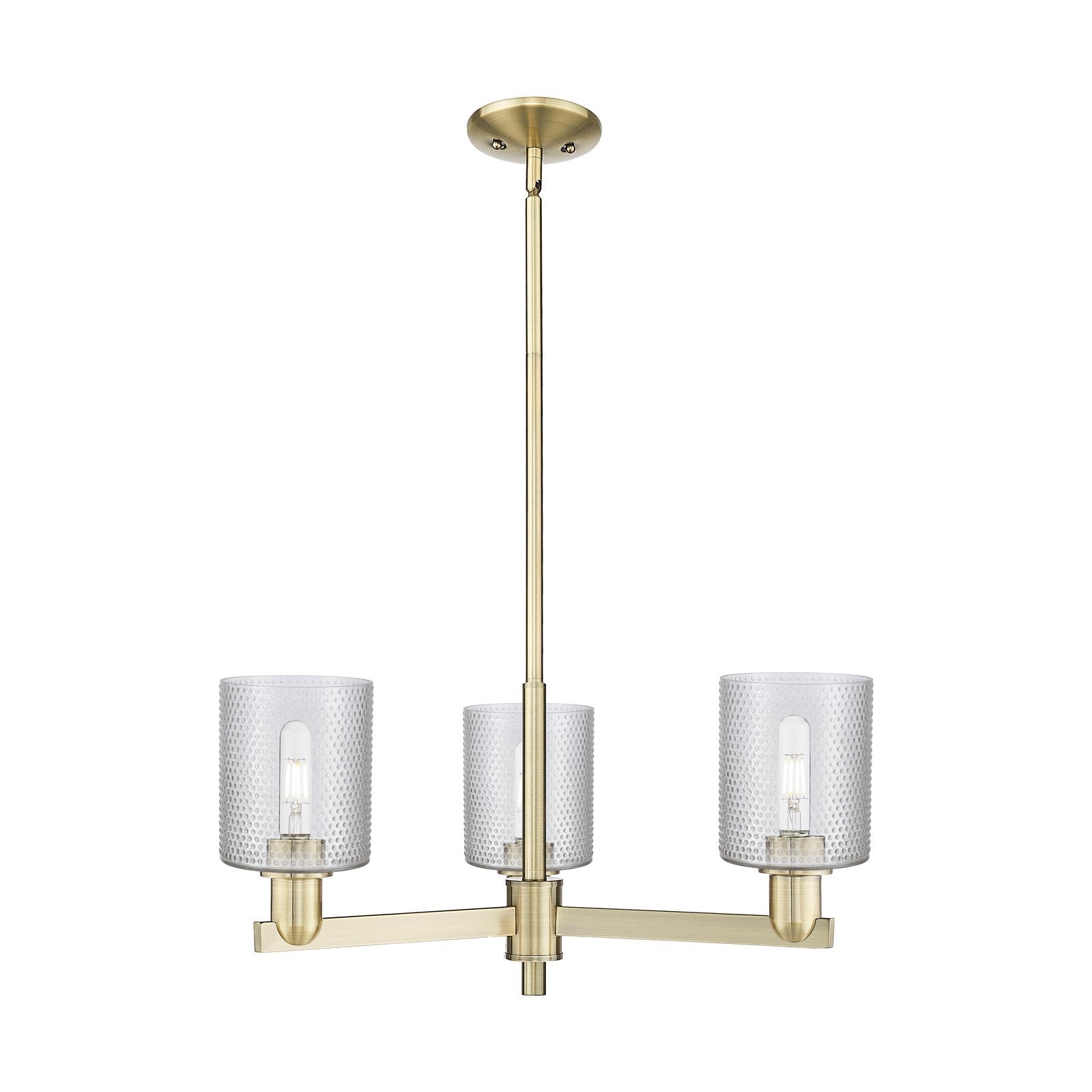 Innovations Cobbleskill 27in 3-Light Pendant | Industrial Antique Brass Steel and Clear Glass | Kitchen Island & Dining Room | Model 716-3CR-AB-G112