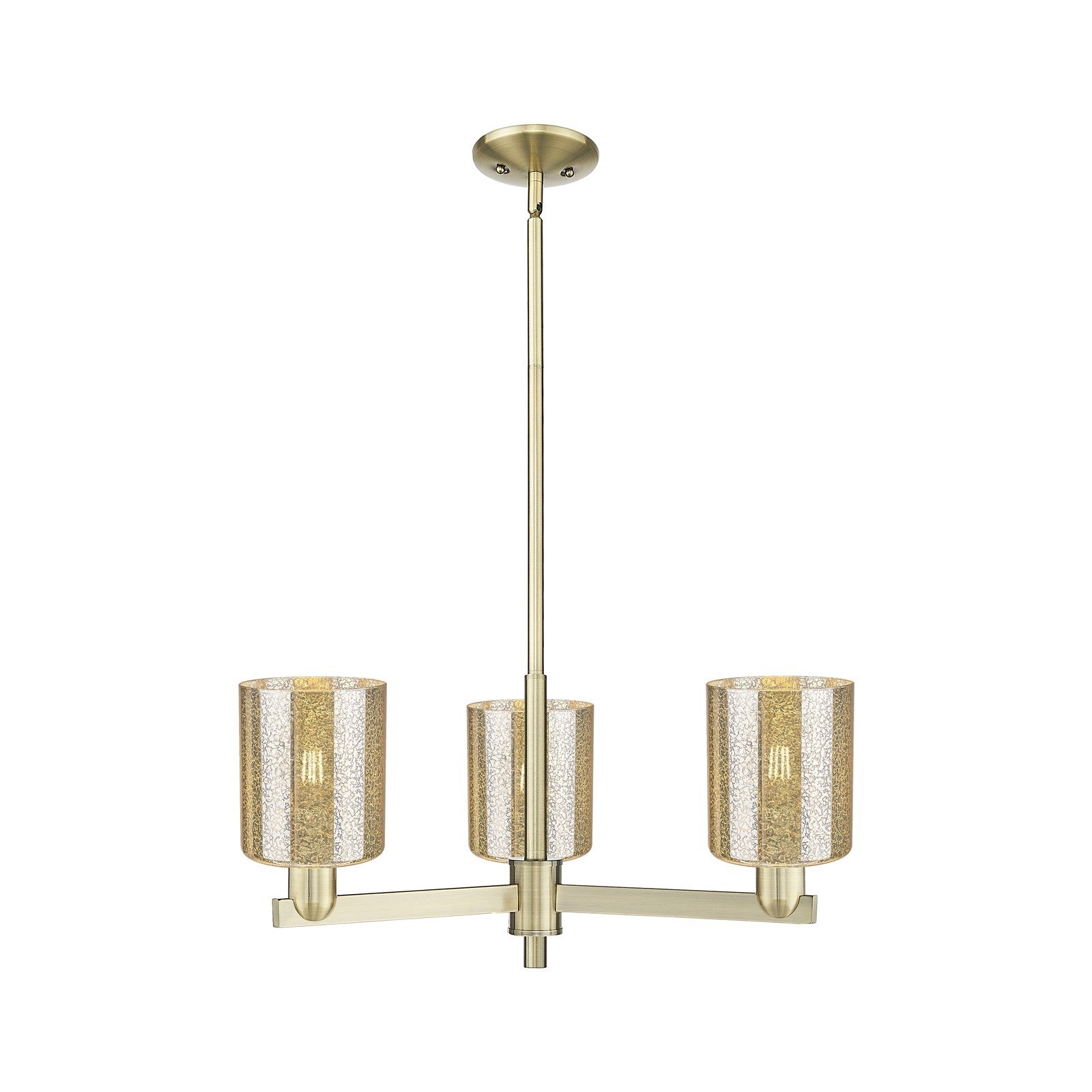 Innovations Cobbleskill 27in 3-Light Pendant | Industrial Antique Brass Steel and Mercury Glass | Kitchen Island & Dining Room | Model 716-3CR-AB-G116