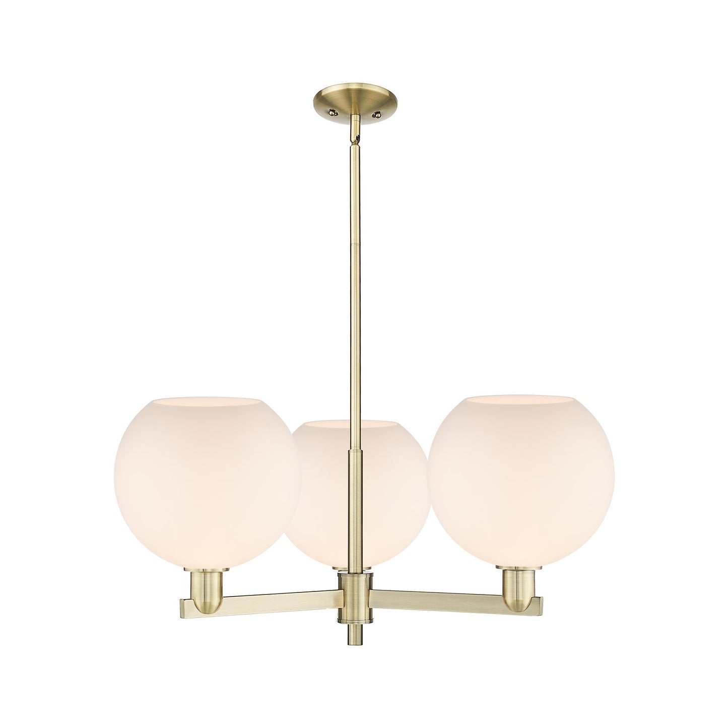 Innovations Athens 32in 3-Light Pendant | Industrial Antique Brass Steel and Matte White Glass | Kitchen Island & Dining Room | Model 716-3CR-AB-G121-10