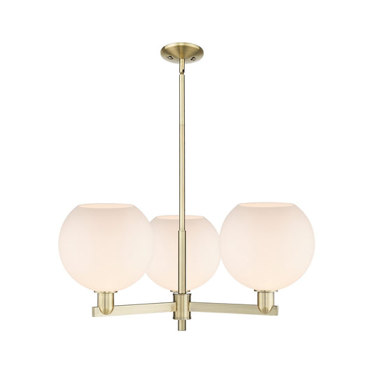 Innovations Athens 32in 3-Light Pendant | Industrial Antique Brass Steel and Matte White Glass | Kitchen Island & Dining Room | Model 716-3CR-AB-G121-10