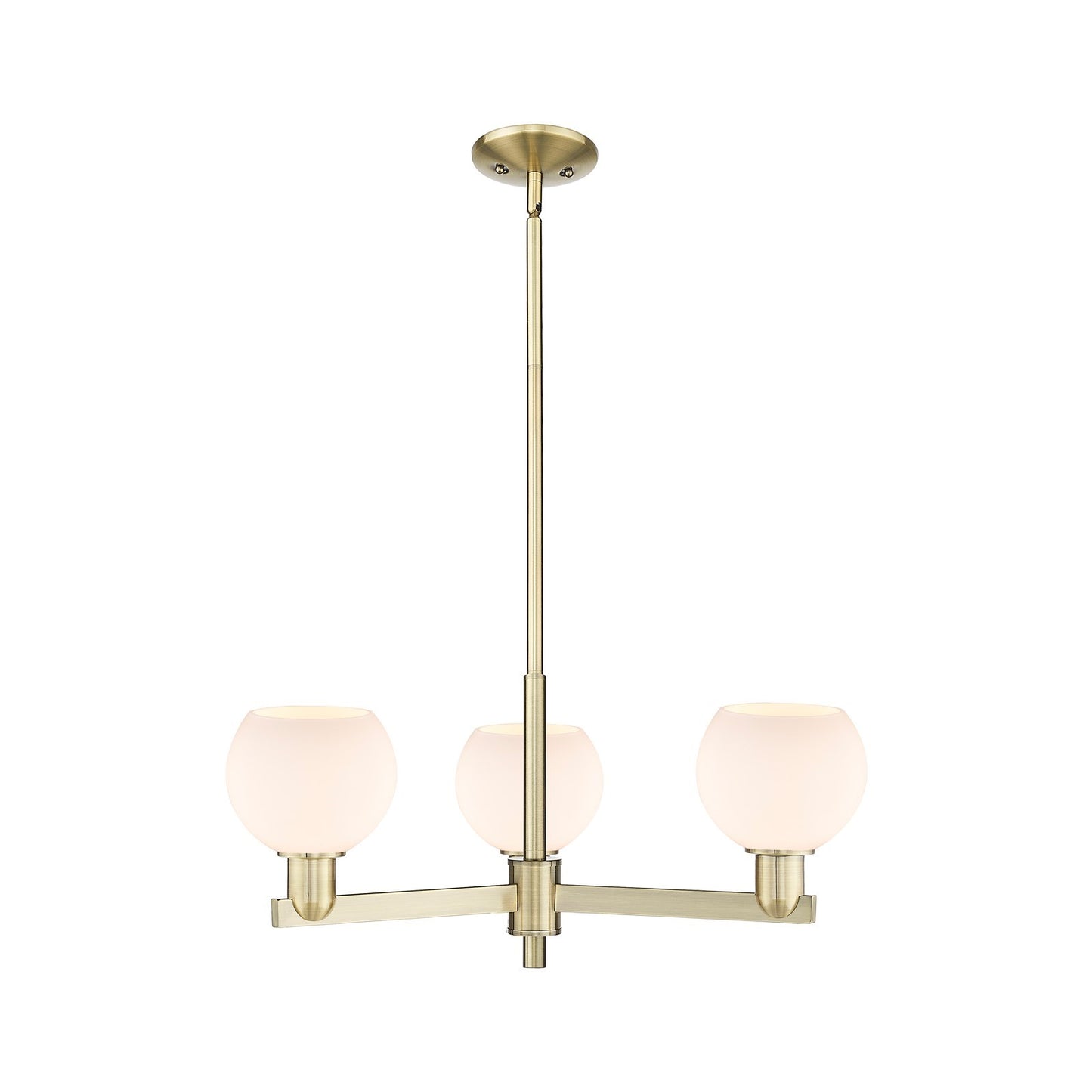 Innovations Athens 28in 3-Light Pendant | Industrial Antique Brass Steel and Matte White Glass | Kitchen Island & Dining Room | Model 716-3CR-AB-G121-6