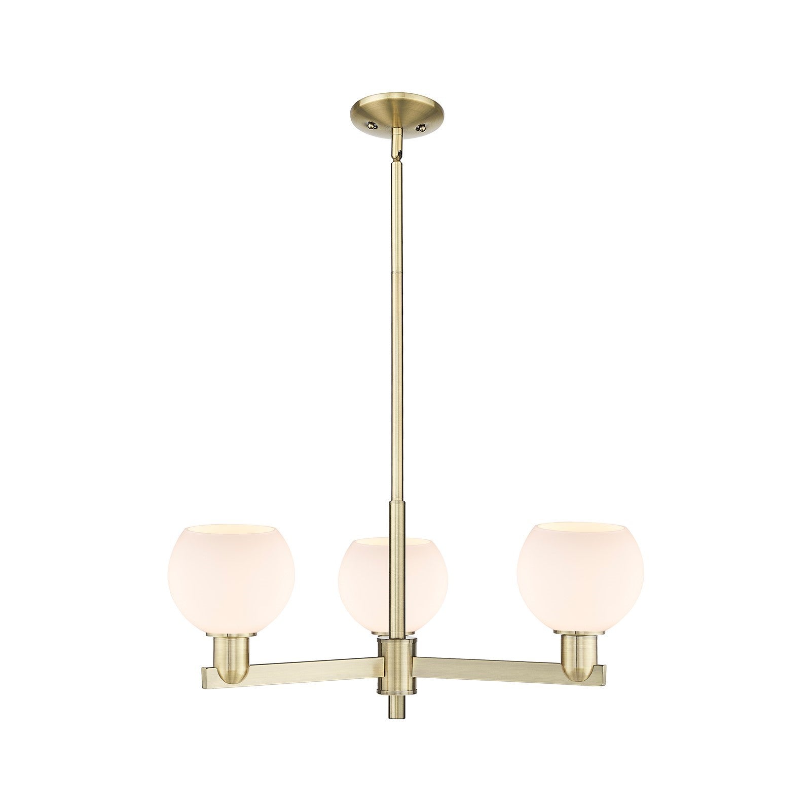 Innovations Athens 28in 3-Light Pendant | Industrial Antique Brass Steel and Matte White Glass | Kitchen Island & Dining Room | Model 716-3CR-AB-G121-6