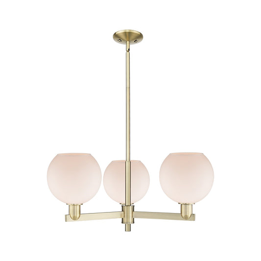 Innovations Athens 30in 3-Light Pendant | Industrial Antique Brass Steel and Matte White Glass | Kitchen Island & Dining Room | Model 716-3CR-AB-G121-8