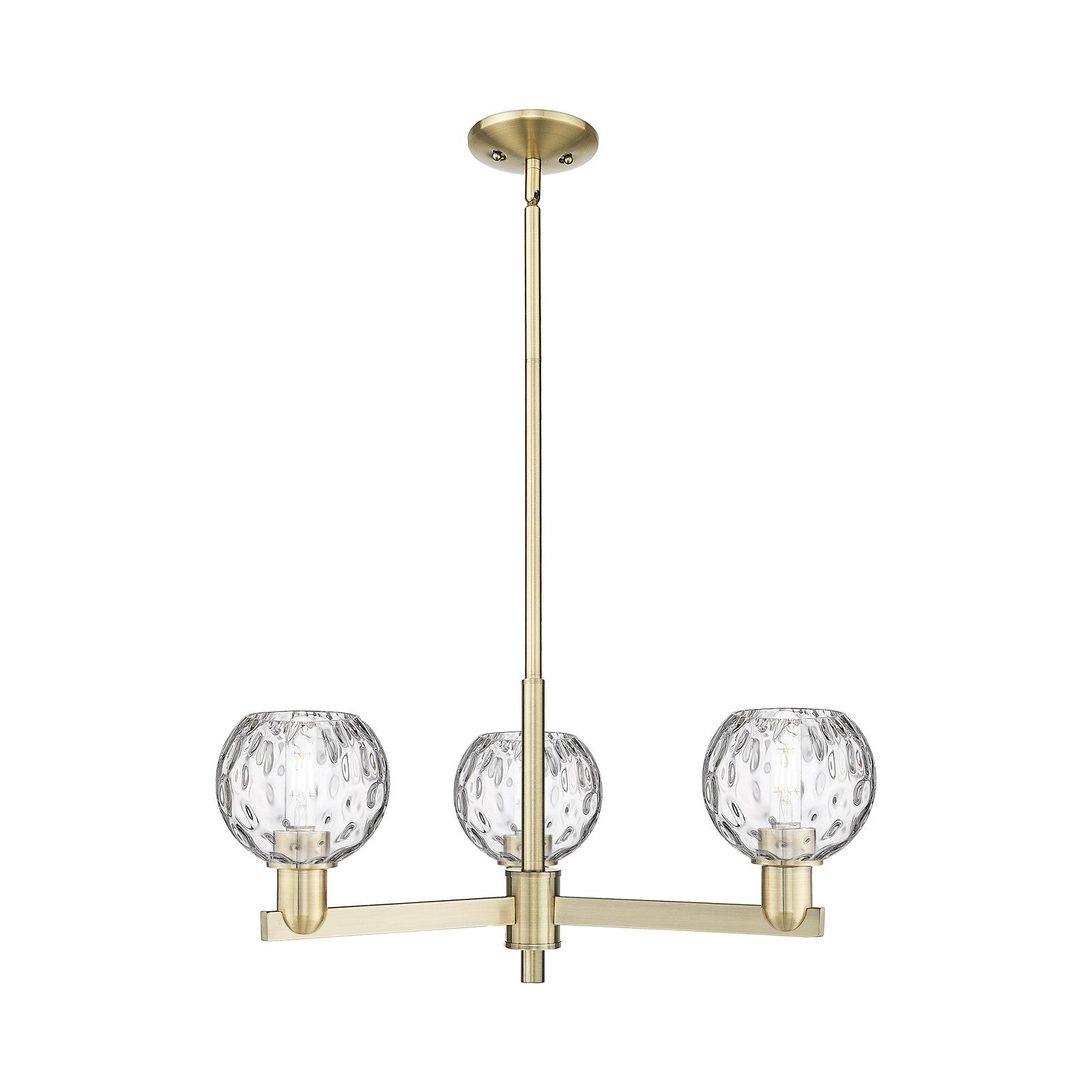 Innovations Athens Water Glass 28in 3-Light Pendant | Industrial Antique Brass Steel and Clear Glass | Kitchen Island & Dining | Model 716-3CR-AB-G1215-6