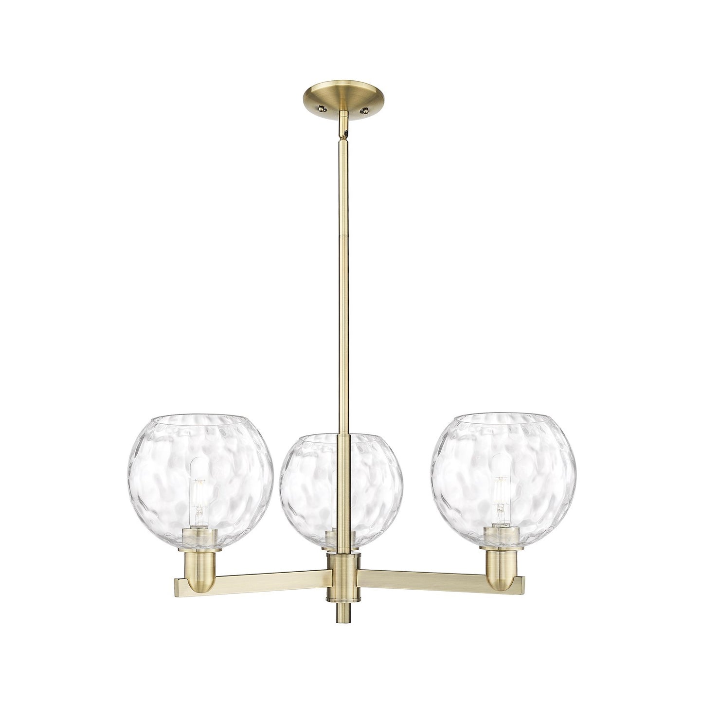 Innovations Athens Water Glass 30in 3-Light Pendant | Industrial Antique Brass and Clear Glass | Kitchen Island & Dining Room | Model 716-3CR-AB-G1215-8