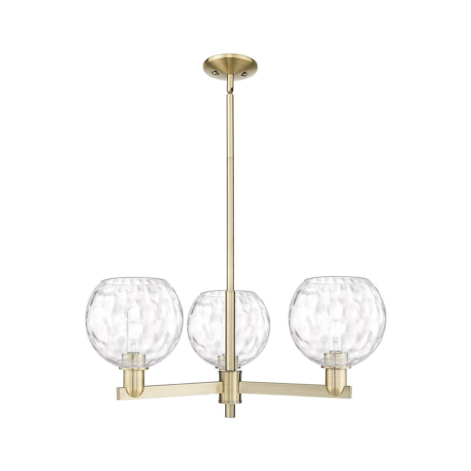 Innovations Athens Water Glass 30in 3-Light Pendant | Industrial Antique Brass and Clear Glass | Kitchen Island & Dining Room | Model 716-3CR-AB-G1215-8
