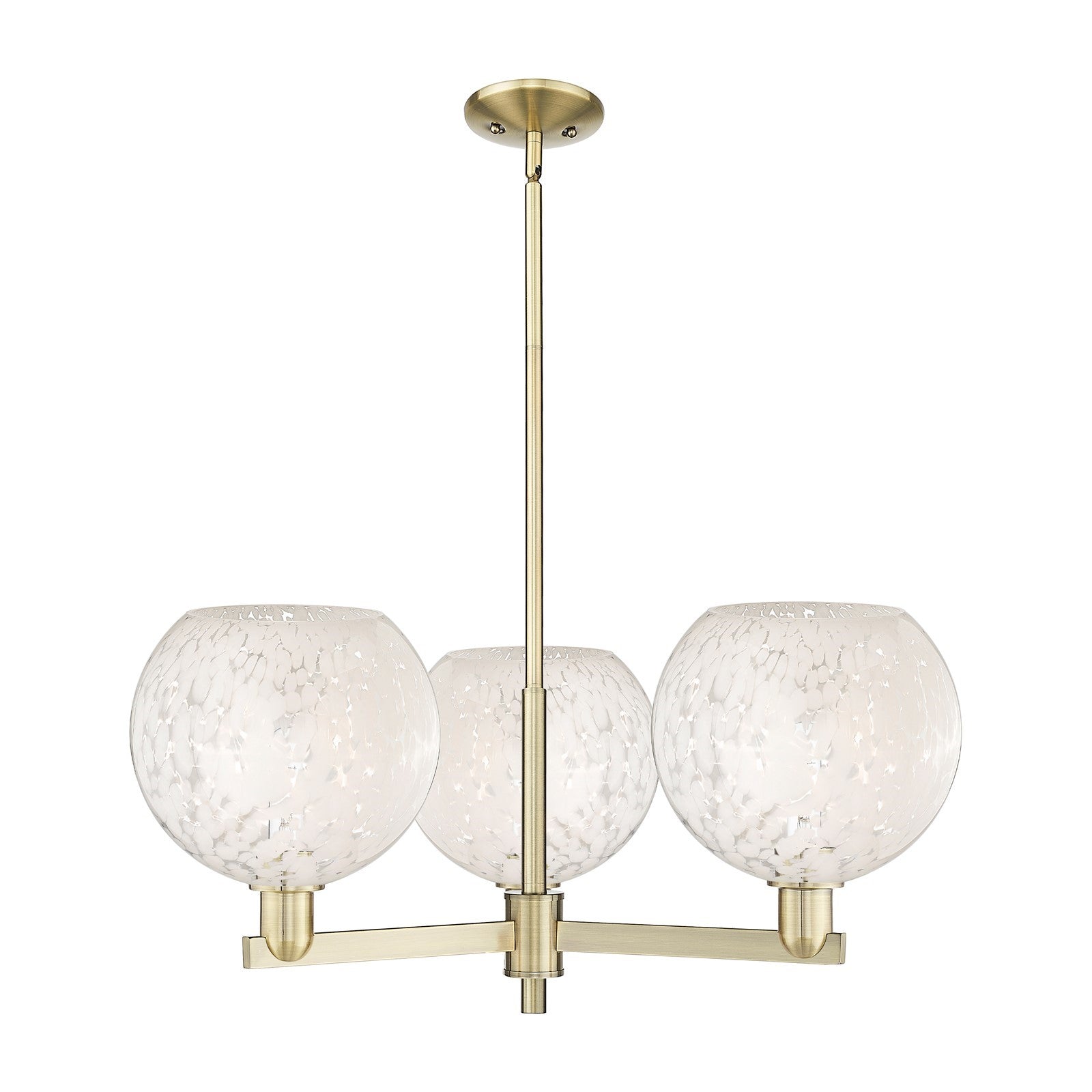 Innovations Lighting Arcadia 32in 3-Light Pendant | Industrial Antique Brass Steel and White Mouchette Glass | Kitchen | Model 716-3CR-AB-G1216-10WM