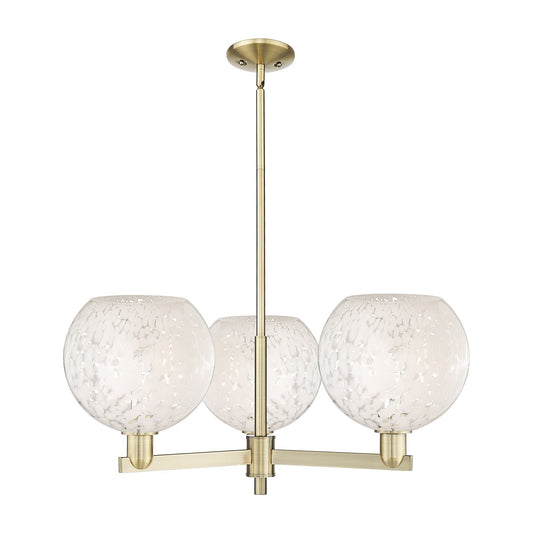 Innovations Lighting Arcadia 32in 3-Light Pendant | Industrial Antique Brass Steel and White Mouchette Glass | Kitchen | Model 716-3CR-AB-G1216-10WM