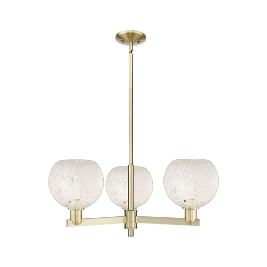 Innovations White Mouchette 30in 3-Light Pendant | Industrial Antique Brass and White Glass | Kitchen Island & Dining Room | Model 716-3CR-AB-G1216-8WM