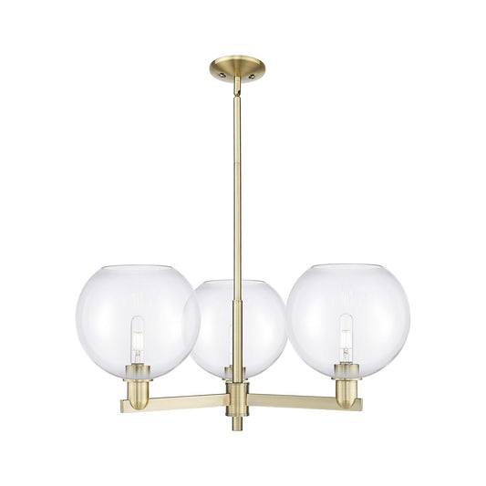 Innovations Athens 32in 3-Light Pendant | Industrial Antique Brass Steel and Clear Glass | Kitchen Island & Dining Room | 31.75 | Model 716-3CR-AB-G122-10