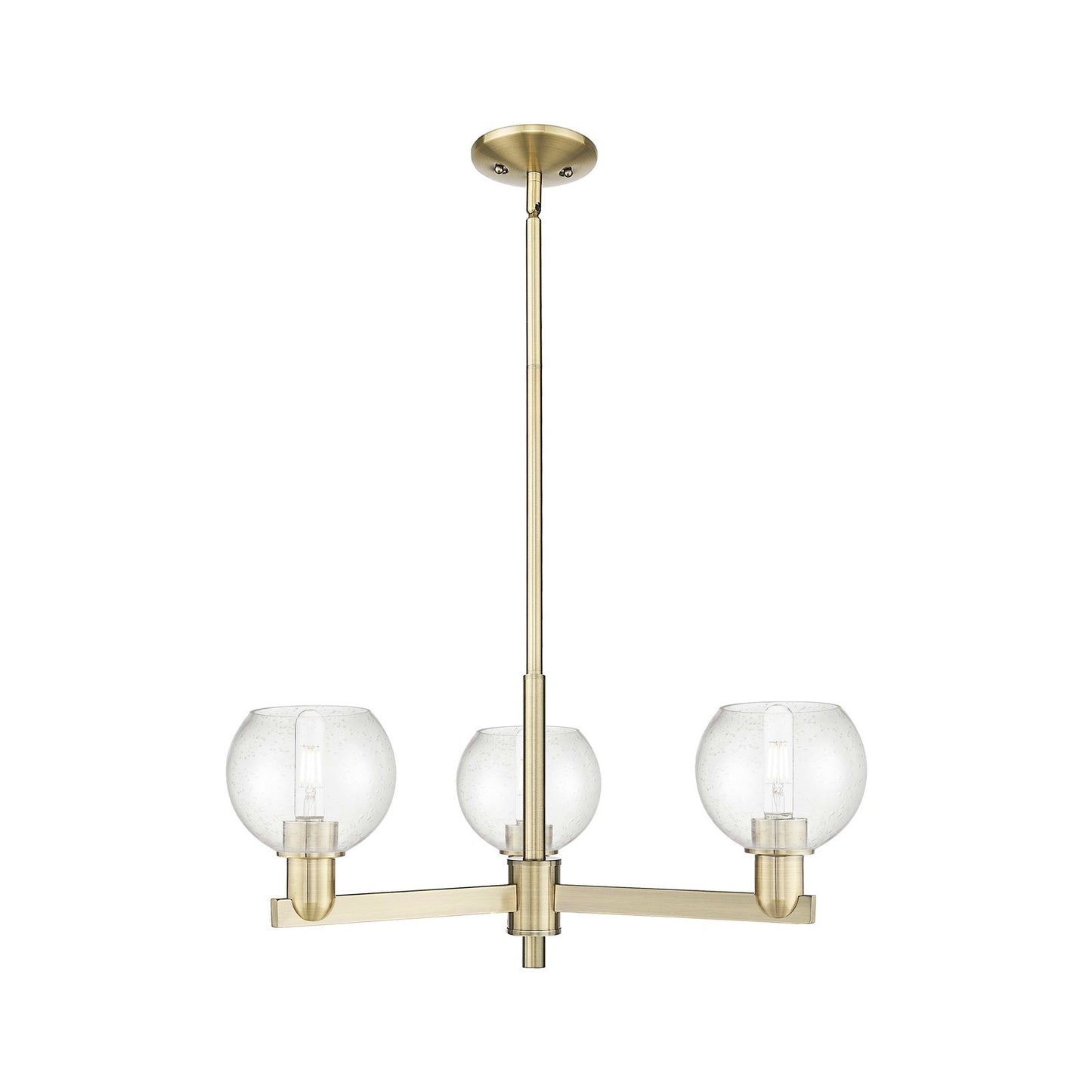 Innovations Athens 28in 3-Light Pendant | Industrial Antique Brass and Seedy Glass | Kitchen Island & Dining Room | 27.62 x | Model 716-3CR-AB-G124-6