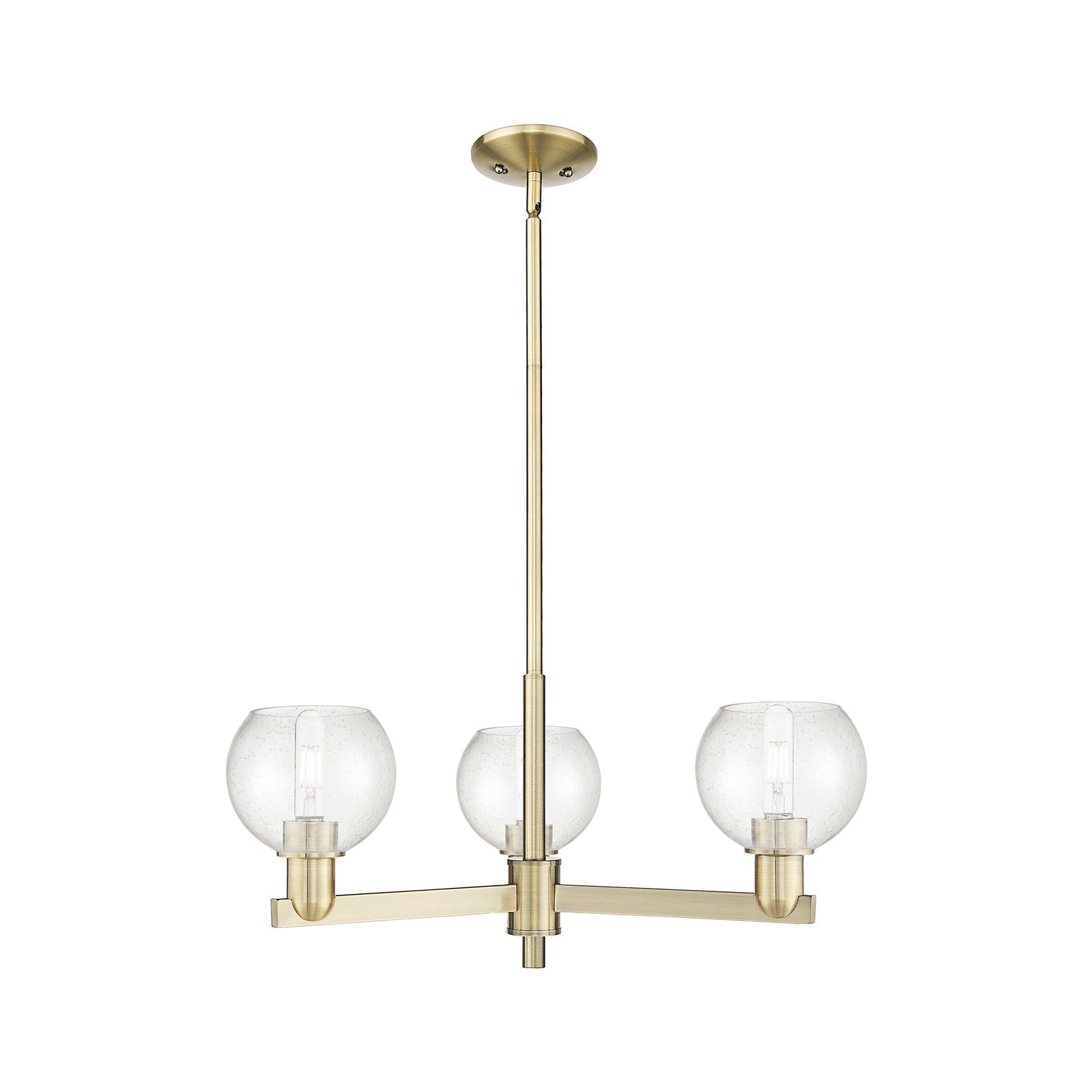 Innovations Athens 28in 3-Light Pendant | Industrial Antique Brass and Seedy Glass | Kitchen Island & Dining Room | 27.62 x | Model 716-3CR-AB-G124-6