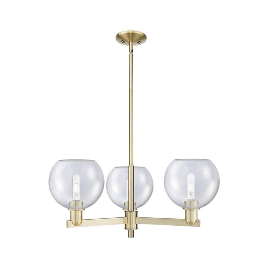 Innovations Athens 30in 3-Light Pendant | Industrial Antique Brass Steel and Seedy Glass | Kitchen Island & Dining Room | 29.75 | Model 716-3CR-AB-G124-8