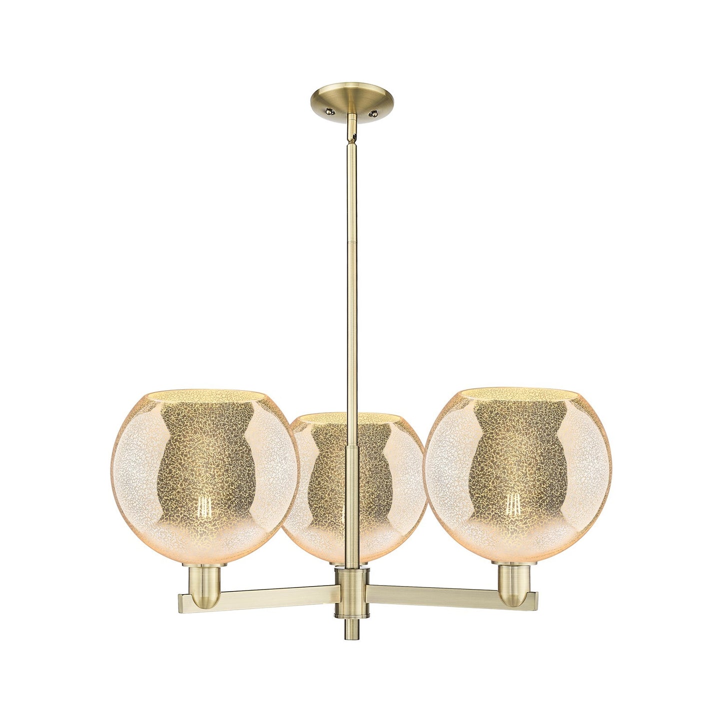 Innovations Athens 32in 3-Light Pendant | Industrial Antique Brass Steel and Mercury Glass | Kitchen Island & Dining Room | Model 716-3CR-AB-G128-10