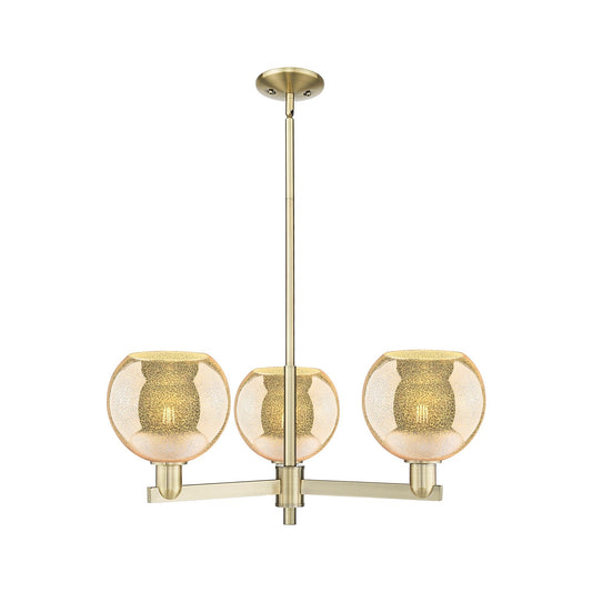 Innovations Athens 30in 3-Light Pendant | Industrial Antique Brass Steel and Mercury Glass | Kitchen Island & Dining Room | Model 716-3CR-AB-G128-8
