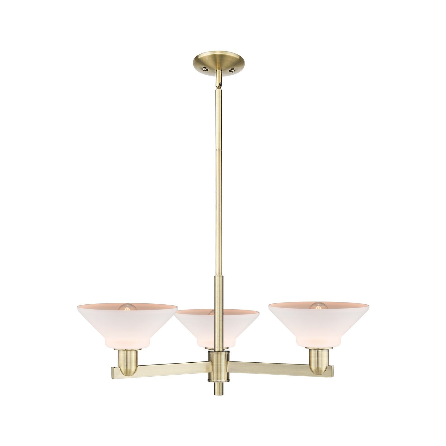 Innovations Orwell 30in 3-Light Pendant | Industrial Antique Brass Steel and Matte White Glass | Kitchen Island & Dining Room | Model 716-3CR-AB-G131