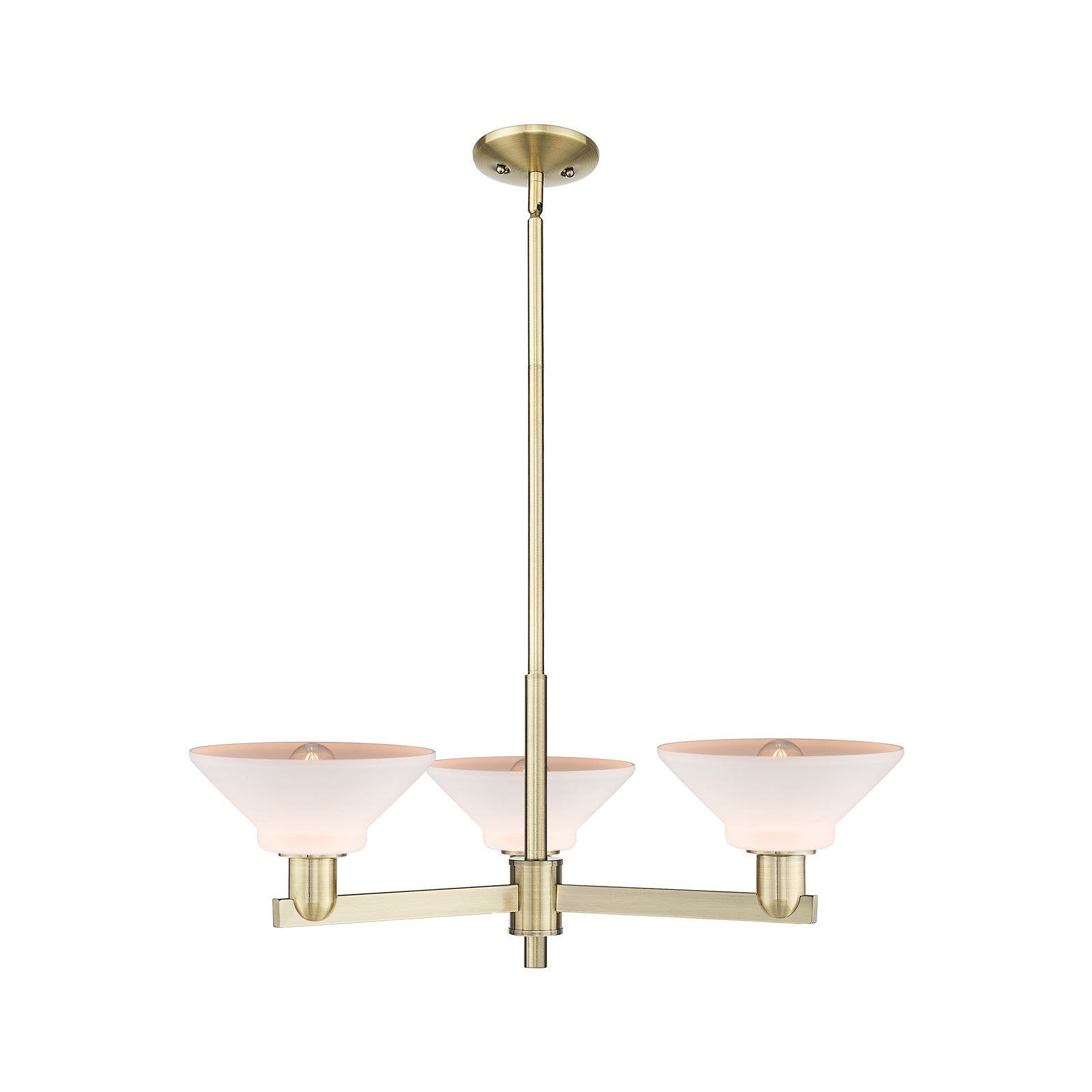 Innovations Orwell 30in 3-Light Pendant | Industrial Antique Brass Steel and Matte White Glass | Kitchen Island & Dining Room | Model 716-3CR-AB-G131