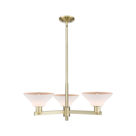 Innovations Orwell 30in 3-Light Pendant | Industrial Antique Brass Steel and Matte White Glass | Kitchen Island & Dining Room | Model 716-3CR-AB-G131