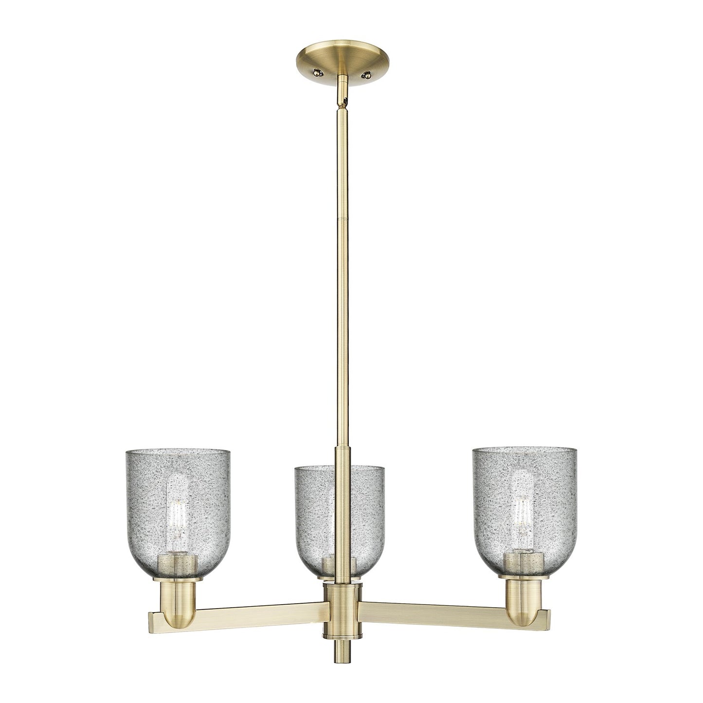 Innovations Caledonia 27in 3-Light Pendant | Industrial Antique Brass and Charcoal Glass | Kitchen Island & Dining Room | 26.75 x | Model 716-3CR-AB-G257