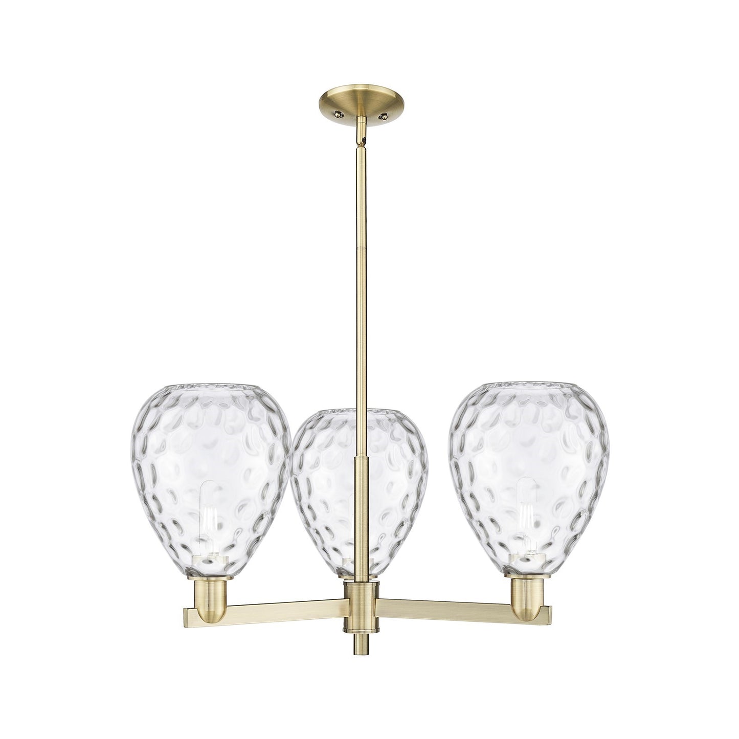 Innovations Waverly 30in 3-Light Pendant | Industrial Antique Brass and Clear Glass | Kitchen Island & Dining Room | 29.75 x 29.75 | Model 716-3CR-AB-G372