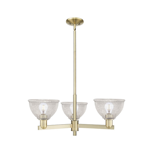 Innovations Arietta 30in 3-Light Pendant | Industrial Antique Brass and Clear Glass | Kitchen Island & Dining Room | 29.75 x 29.75 | Model 716-3CR-AB-G422