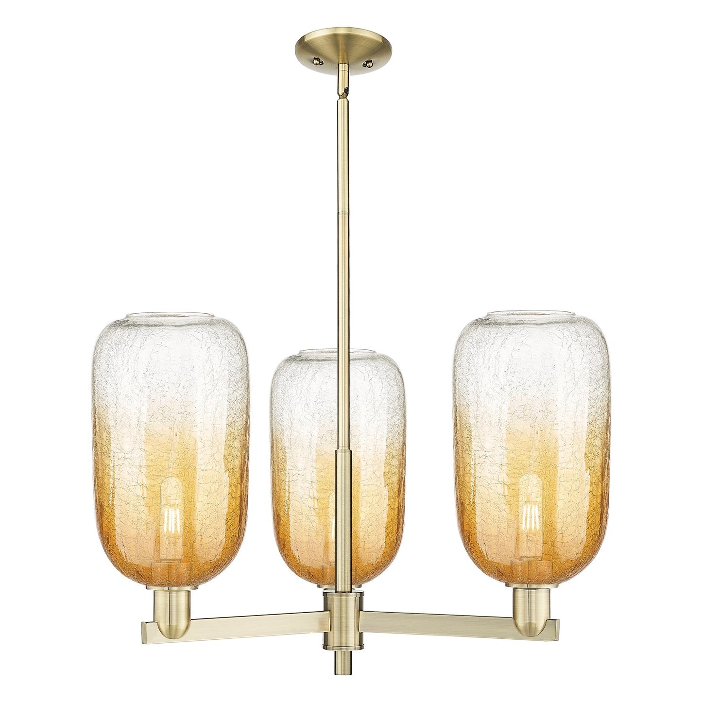 Innovations Brookhaven Cloche 28.75in 3-Light Pendant | Industrial Antique Brass Steel and Amber Glass | Kitchen Island & | Model 716-3CR-AB-G482-7AM