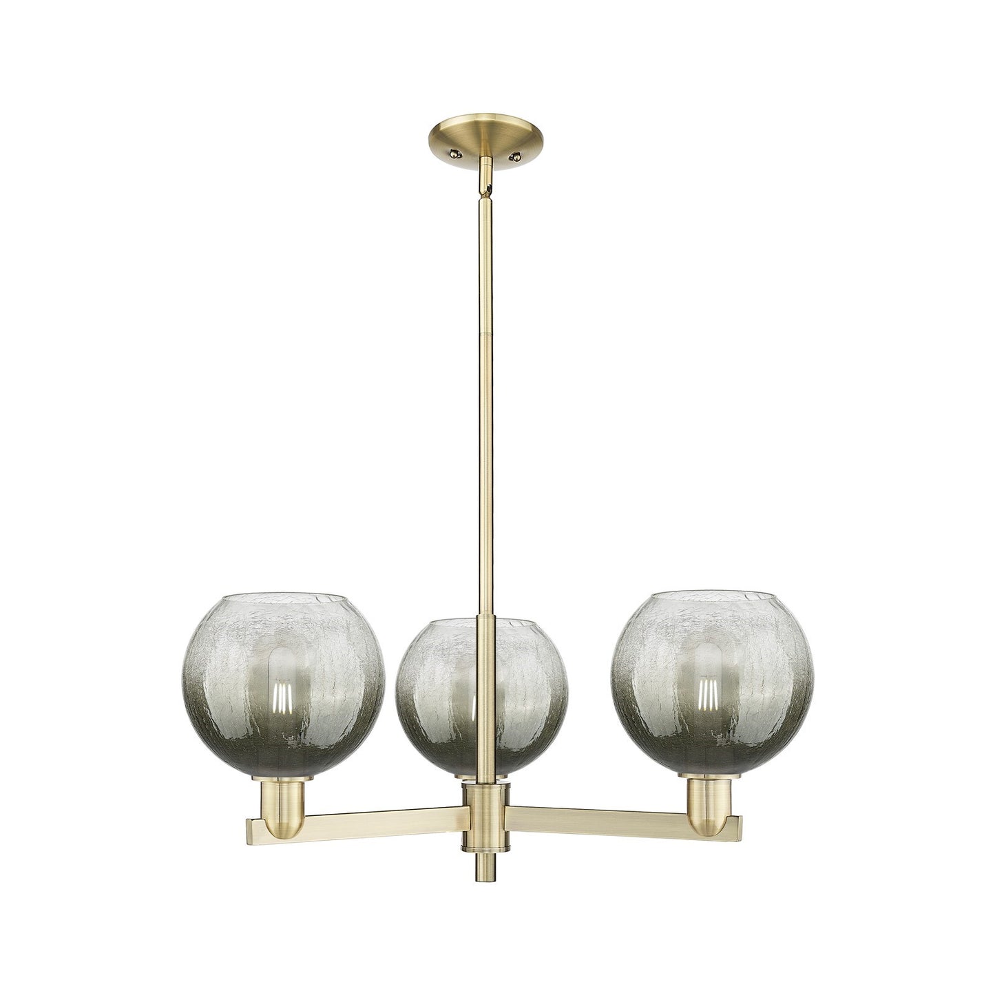 Innovations Brookhaven Globe 30in 3-Light Pendant | Industrial Antique Brass and Slate Glass | Kitchen Island & Dining Room | Model 716-3CR-AB-G483-8SL