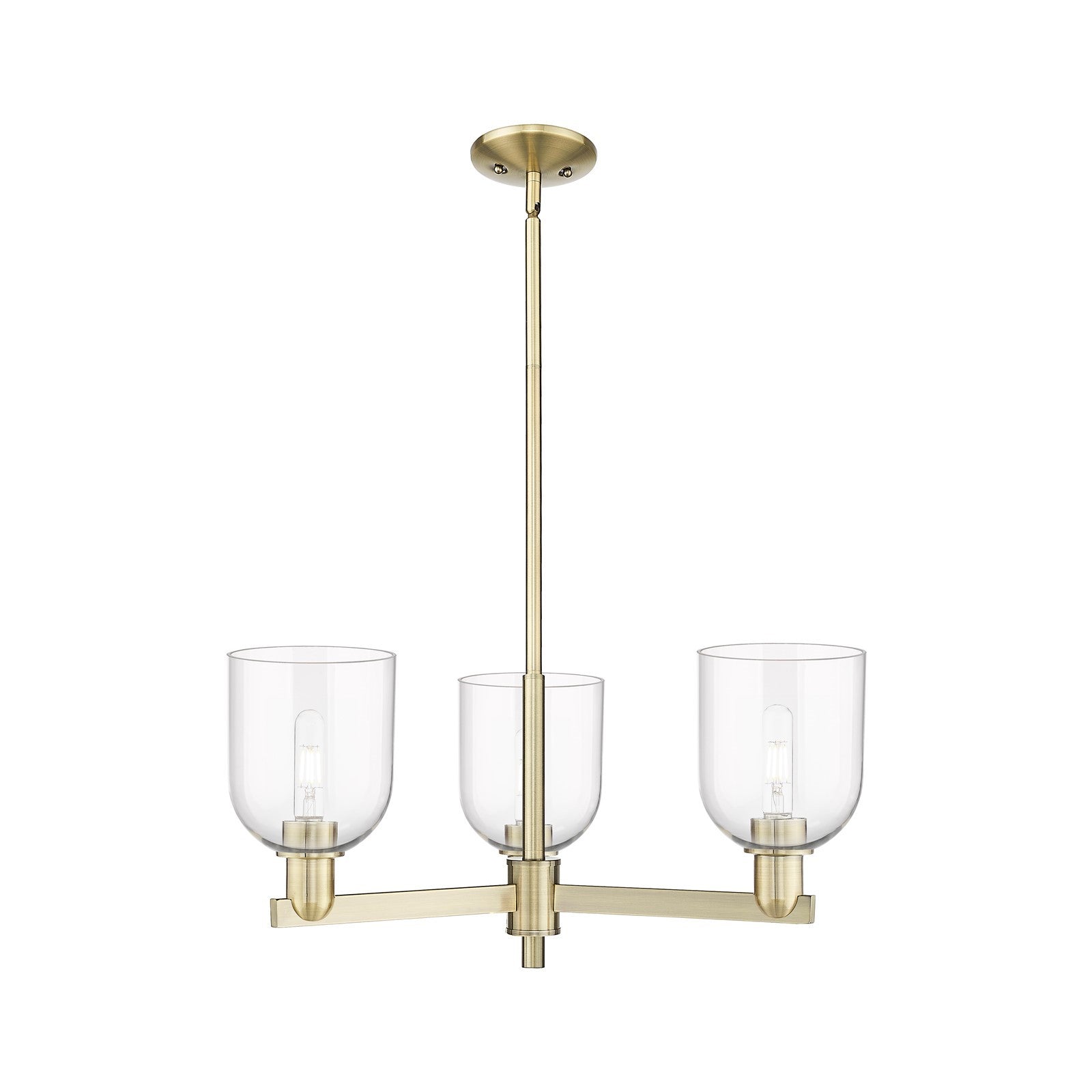 Innovations Bella 27in 3-Light Pendant | Industrial Antique Brass and Clear Glass | Kitchen Island & Dining Room | 27.25 x | Model 716-3CR-AB-G558-6CL