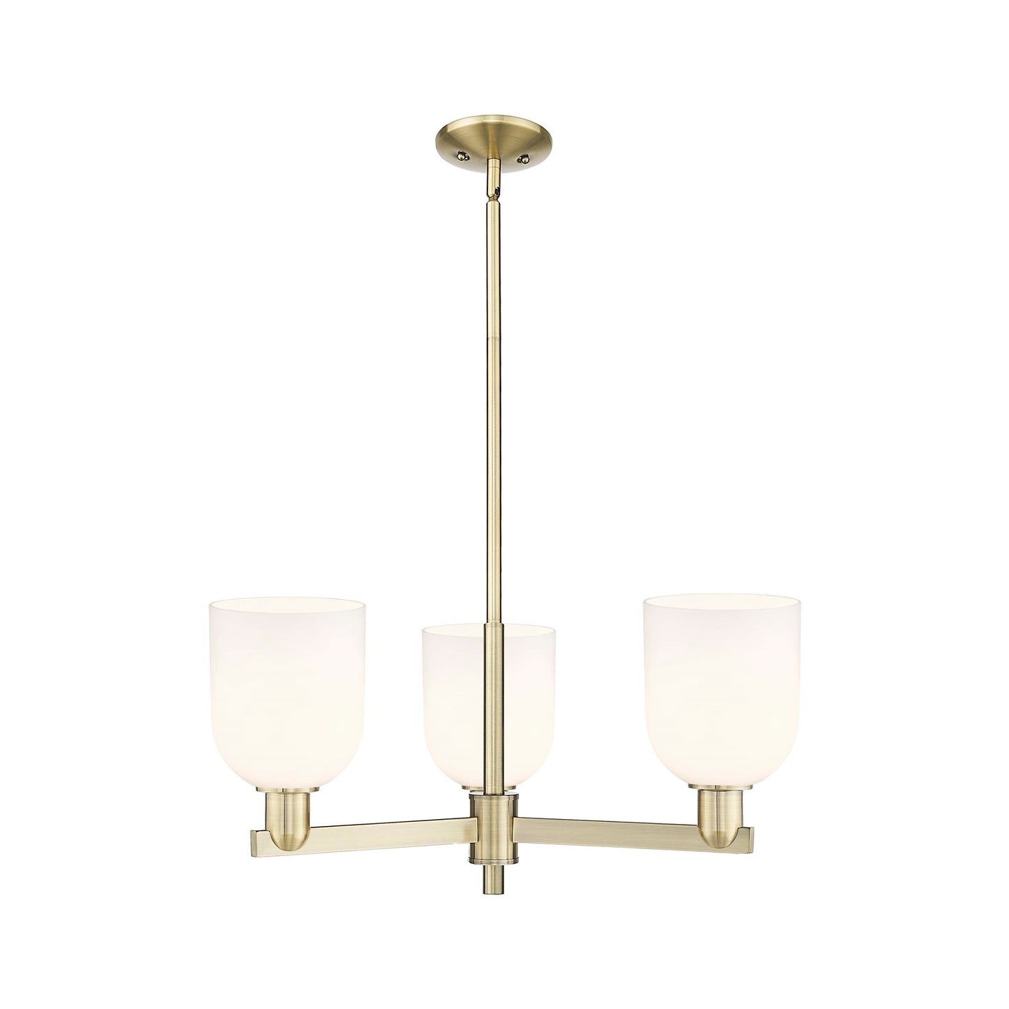 Innovations Bella 27in 3-Light Pendant | Industrial Antique Brass Steel and White Glass | Kitchen Island & Dining Room | Model 716-3CR-AB-G558-6GWH
