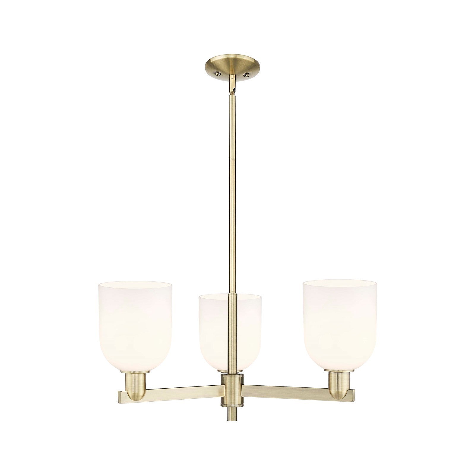 Innovations Bella 27in 3-Light Pendant | Industrial Antique Brass Steel and White Glass | Kitchen Island & Dining Room | Model 716-3CR-AB-G558-6GWH