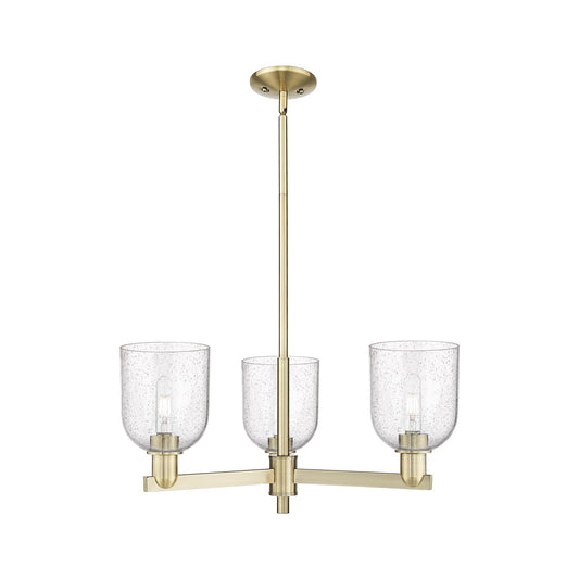 Innovations Bella 27in 3-Light Pendant | Industrial Antique Brass Steel and Seedy Glass | Kitchen Island & Dining Room | Model 716-3CR-AB-G558-6SDY