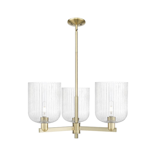 Innovations Bridal Veil 30in 3-Light Pendant | Industrial Antique Brass Steel and Seedy Bell Glass | Kitchen Island & Dining | Model 716-3CR-AB-G559-8SDY