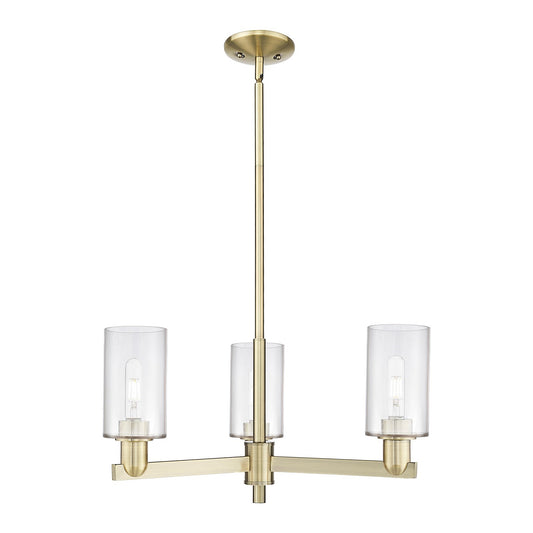 Innovations Clymer 26in 3-Light Pendant | Industrial Antique Brass Steel and Clear Glass | Kitchen Island & Dining Room | 25.62 x | Model 716-3CR-AB-G802