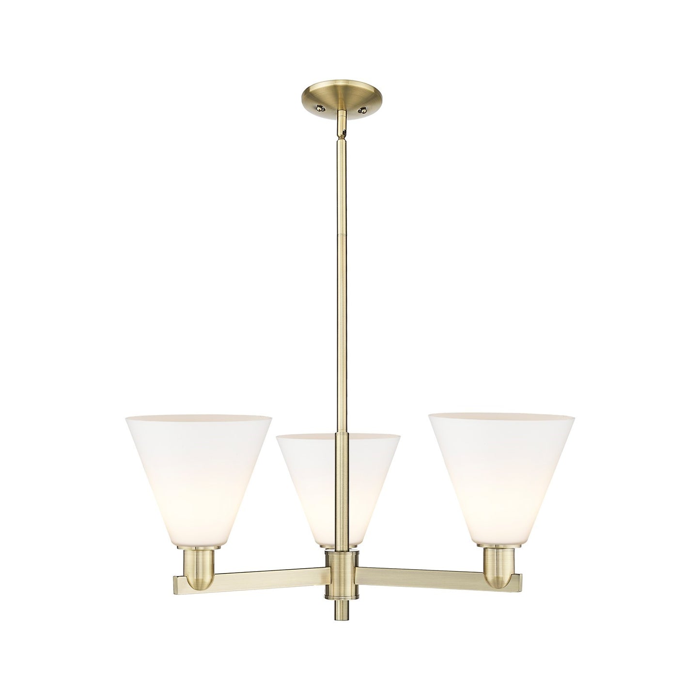 Innovations Berkshire Glass 30in 3-Light Pendant | Industrial Antique Brass Steel and Matte White Glass | Kitchen Island & | Model 716-3CR-AB-GBC-81